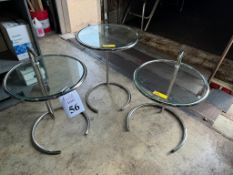 GLASS TOP MODERN CHROME SIDE TABLES
