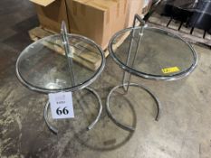 GLASS TOP MODERN CHROME SIDE TABLES