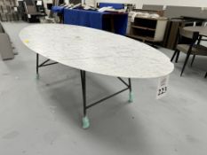 SALVATORI DRITTO OVAL DINING BIANCO CARRERA MARBLE