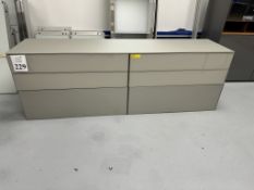 THREE DRAWER CABINETS, WITH GLASS TOP