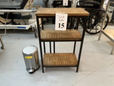 METAL AND WOOD TALL SIDE END TABLE