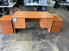 OFFICE DESK WITH (2) THREE DRAWER CABINETS
