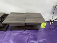 WOODEN ROLLING SIDE TABLE INCLUDES HIDDEN STORAGE
