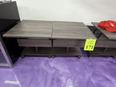 WOODEN ROLLING SIDE TABLE INCLUDES HIDDEN STORAGE