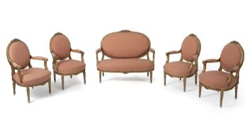 A set of five giltwood seat furniture