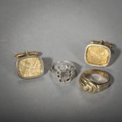TWO RINGS AND A PAIR OF CUFFLINKS