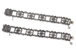 A Rare pair of Victorian cut steel bracelets convertible into a Collier De Chien