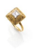 A gothic style gold and rock crystal ring