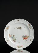A MEISSEN PLATE WITH COREAN LION, HERON AND PEONY