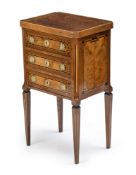 A French burr birch, fruitwood and ebonised occasional table