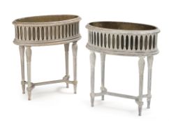 A PAIR OF WHITE PAINTED JARDINIERES
