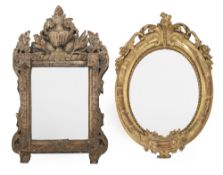 TWO SMALL CARVED WOOD MIRRORS