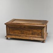 A PROBABLY ITALIAN FRUITWOOD RELIC CASKET