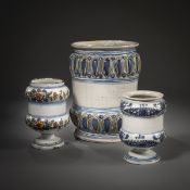 A LARGE ALBERELLO AND TWO PHARMACY JARS