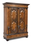 A South German walnut and oak cupboard