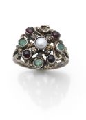 A silver and gemstone 