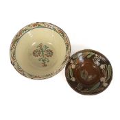 TWO LARGE GERMAN EARTHENWARE BOWLS