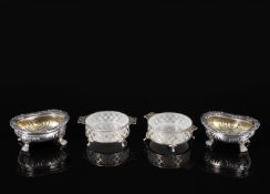 TWO PAIRS OF ENGLISH SALT CELLARS