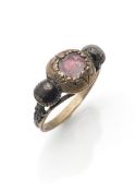 a gold and rock crystal ring