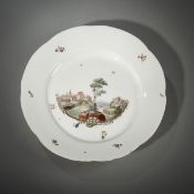 A FRANKENTHAL LANDSCAPE PATTERN AND GILD PLATE