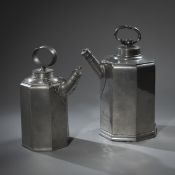 TWO PEWTER SCREW LID BOTTLES