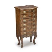 A BAROQUE STYLE BRASS MOUNTED WALNUT COMMODE