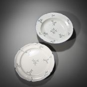 TWO LARGE CORNFLOWER PATTERN ROUND DISHES