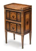 An North Italian kingwood and fruitwood commodino
