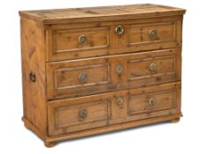 An Austrian pinewood chest of drawers