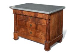 A BRASS MOUNTED WALNUT MODEL COMMODE