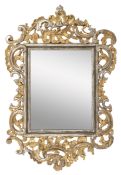 A South German giltwood and silvered mirror