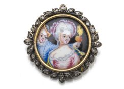 A gold and enamel love brooche
