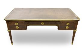 A ORMOLU MOUNTED MAHOGANY AND EBONIZED BUREAU PLAT