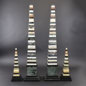 Two pairs of pietra dura obelisks