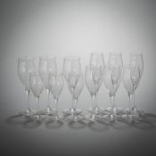 A SERIES OF WINE AND CHAMPAGNE GLASSES