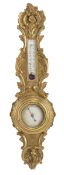 A FRENCH CARVED GILT WOOD BAROMETER