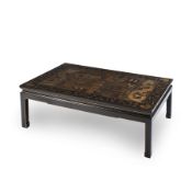 A BLACK AND GOLD LACQUER DRAGONS LOW TABLE