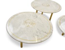 THREE MARBLE AND BRASS OCCASIONAL TABLES