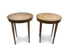 A pair of English parcel-gilt satinwood side tables