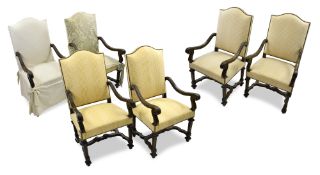 Six baroque-style armchairs