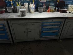 Blue Metal Work Bench with Storage
