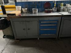Blue Metal Work Bench with Storage