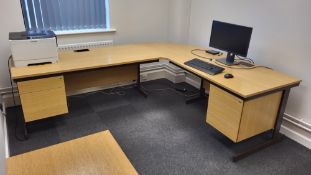 2-Desk Corner Unit with drawers in both desks x3