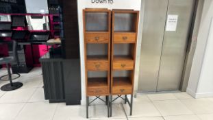 Wood Retail Display Stands with Box Shelves x 2