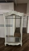 White Wood Mirrored Display Cabinet with Hanging Rai