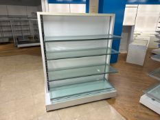 Dual sided glass shelf display unit x 3