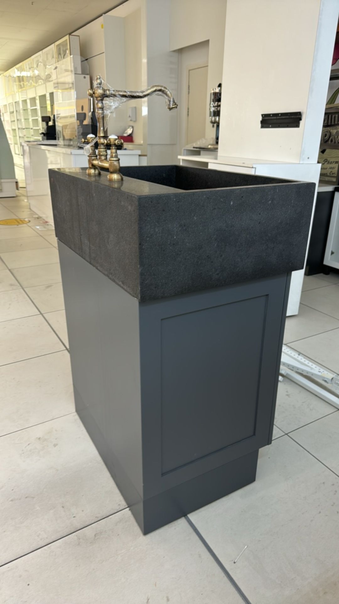 Grey Wood & Marble Sink Unit - Image 6 of 7