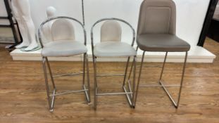 Set Of 3 Faux Leather Stools