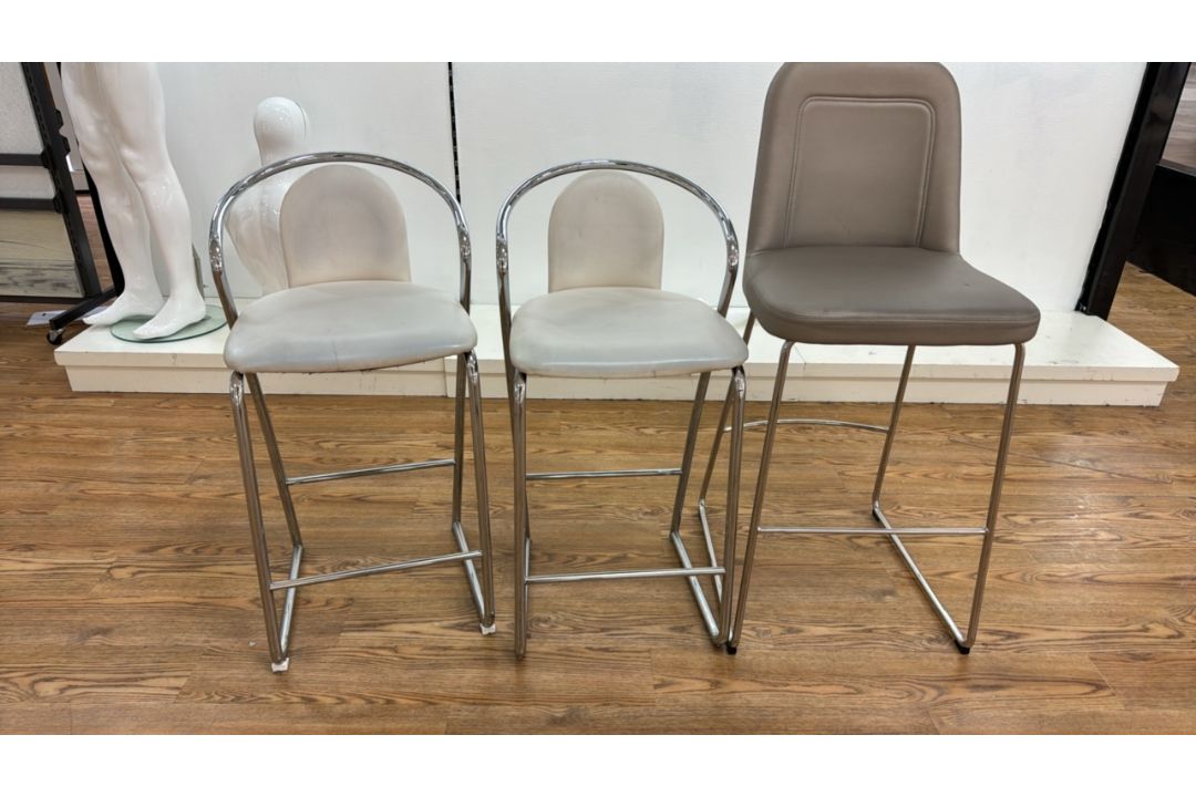 Set Of 3 Faux Leather Stools - Image 1 of 3