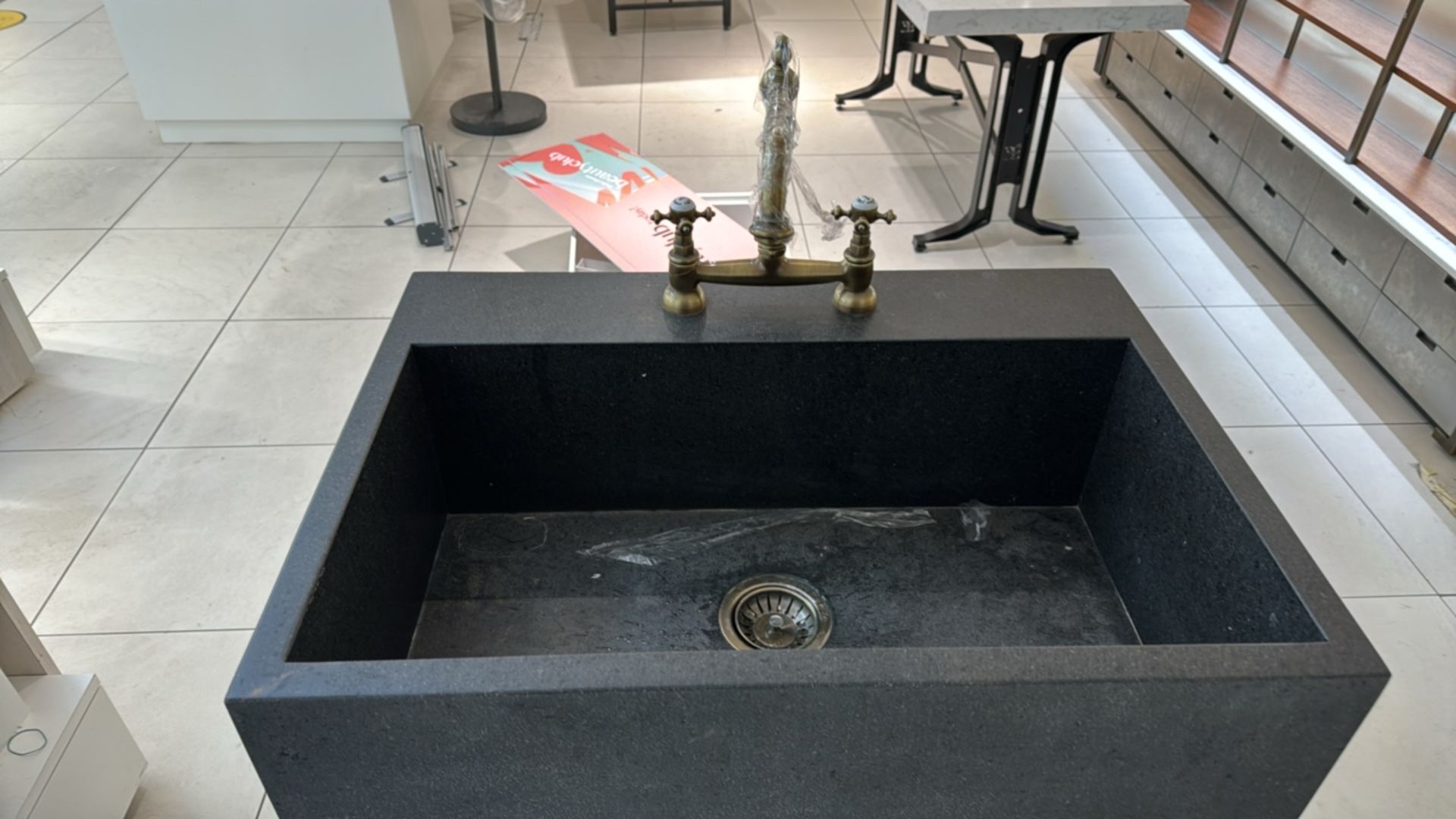 Grey Wood & Marble Sink Unit - Image 3 of 7